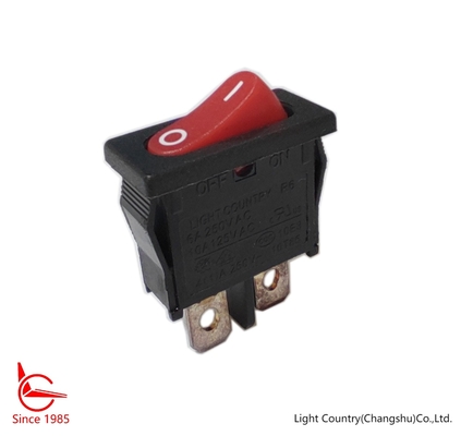 Taiwan Small Momentary Rocker Switch, R6-1, 21*10mm, Red button, SPST, 6A 250V