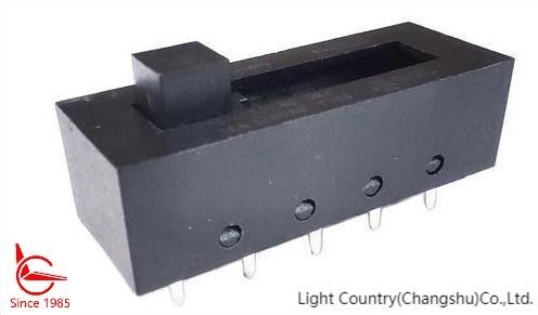 Light Country Slide Switch, 4 Gears, 37.5*14.2*11mm, Plasitc, Black, UL TUV, 16A 250V