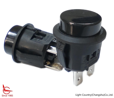 Taiwan Light Country Round Push Button Switch, LC210, Φ20, ON-OFF, Black, 10A/16A 125V/250V