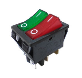 High Quality Double Rows Rocker Switch, 32*25mm, Green and Red button, 20A 250V.
