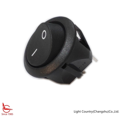 Light Country SPST Round Rocker Switch, Φ 23mm, ON-OFF, Black, Two terminals.